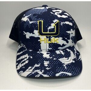 Huk Fishing KC SnapBack Trucker Hat Blue White Camo NEW